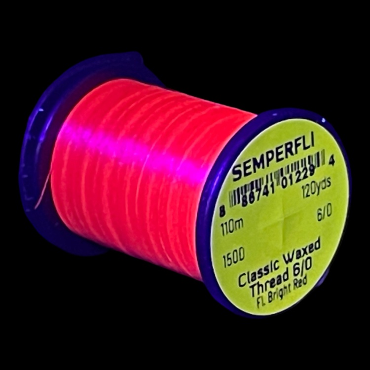 Semperfli Classic Waxed Thread 6/0 110m (120 Yards) Fluoro Bright Red